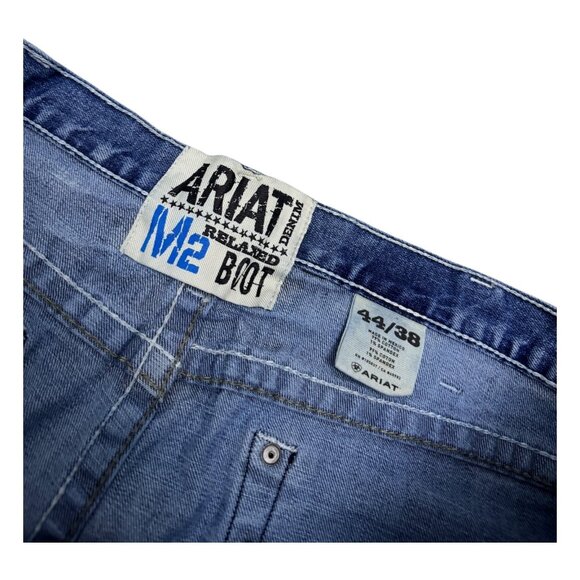 ARIAT Denim Relaxed Boot Cut Western Cowboy Casual Blue Jeans Mens 44x38 - Picture 4 of 9